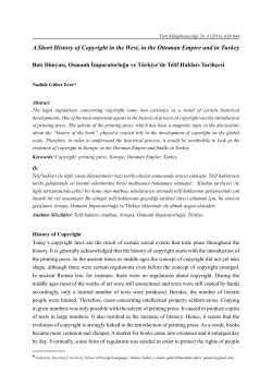 A Short History of Copyright in the West, in the Ottoman Empire and