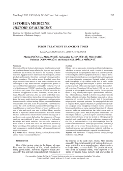 ISTORIJA MEDICINE HISTORY OF MEDICINE