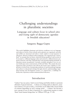 Challenging understandings in pluralistic societies