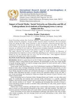 Impact of Social Media / Social Networks on Education and