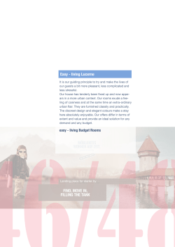 Easy - living Lucerne FIND, MOVE IN, FILLING THE TANK