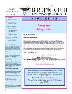 May 2011 - Birding Club of Delaware County