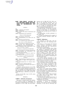 CIA Code of Federal Regulations Under FOIA