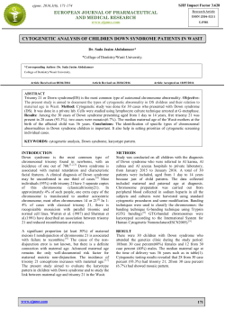 CYTOGENETIC ANALYSIS OF CHILDREN DOWN SYNDROME