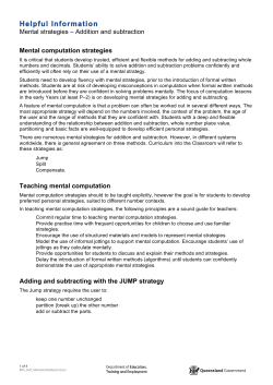 Mental strategies - Addition and subtraction