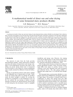 A mathematical model of direct sun and solar drying of some