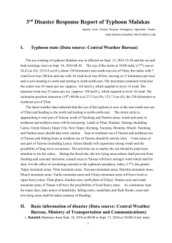 3rd Disaster Response Report of Typhoon Malakas