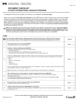 IMM 5498 E : Document checklist - Atlantic International Graduate