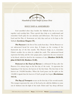 Holy Days and Assemblies - Household Of Israel Temple Of Jesus