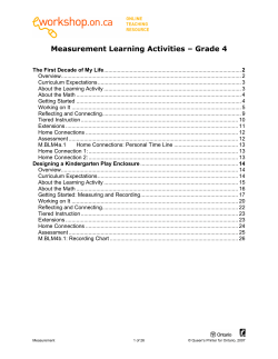 Measurement Learning Activities &ndash; Grade 4