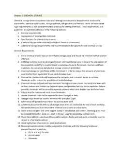 Chapter 5: CHEMICAL STORAGE Chemical storage areas in