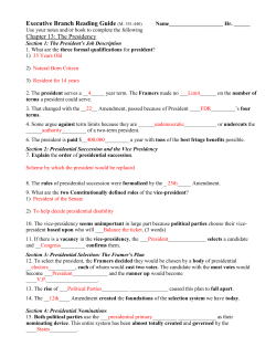 Executive Branch Reading Guide (M: 351-501)