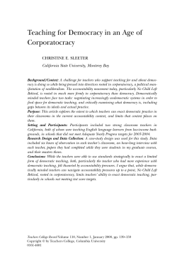 Teaching for Democracy in an Age of Corporatocracy
