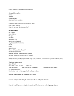 Canine Behavior Consultation Questionnaire General Information