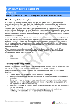Mental Strategies for Addition and Subtraction