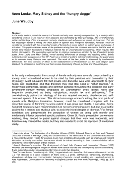 Anne Locke, Mary Sidney and the &ldquo;hungry dogge&rdquo;