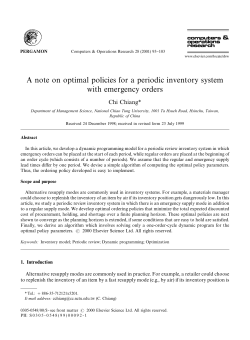 A note on optimal policies for a periodic inventory system with