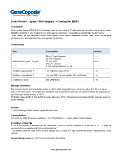 Biotin-Protein Ligase / BirA Enzyme Catalog No. BI001