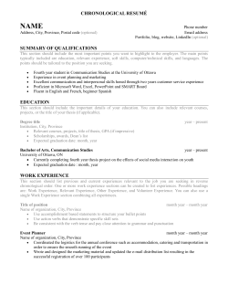 Chronological resum&eacute;