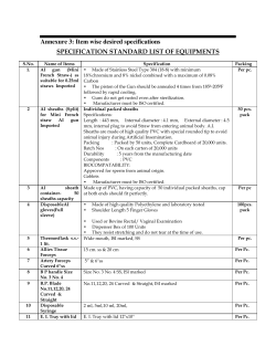 Annexure 3: Item wise desired specifications SPECIFICATION