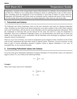 Skill Sheet 25.2 Temperature Scales