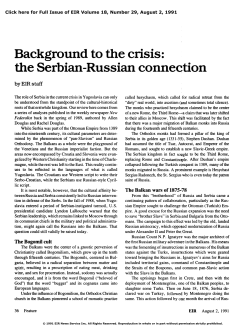 Background to the Crisis - Executive Intelligence Review