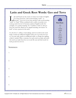 Latin and Greek Root Words: Geo and Terra