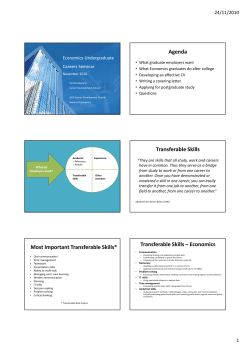 Agenda Transferable Skills Most Important Transferable Skills