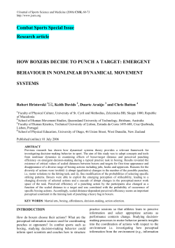 Combat Sports Special Issue Research article HOW BOXERS
