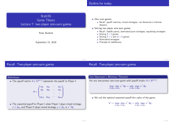 Stat155 Game Theory Lecture 7: two player zero