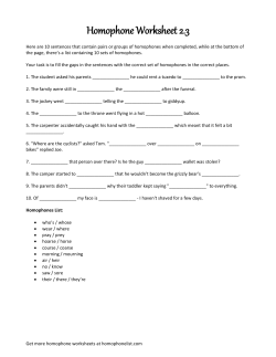 Homophone Worksheet 2.3