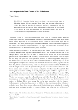 An Analysis of the Main Causes of the Holodomor Yiwei Cheng