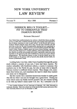 Derrick Bell`s Toolkit - New York University Law Review