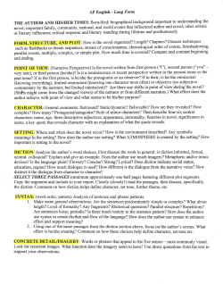 AP English - Long Form THE AUTHOR AND mS/HER TIMES: Born