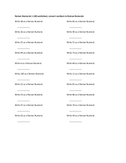 Roman Numerals 1-100 worksheet, convert numbers to Roman