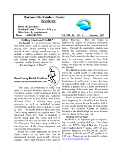 Barbourville Rainbow Center Newsletter