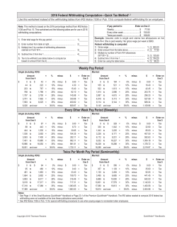 2016 Federal Withholding Computation&mdash;Quick Tax Method
