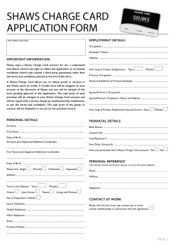 SHAWS CHARGE CARD APPLICATION FORM