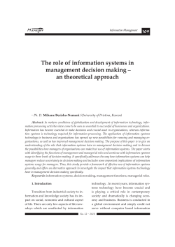 The role of information systems in management decision making an