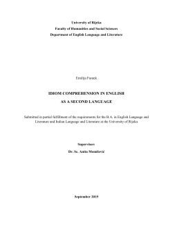 IDIOM COMPREHENSION IN ENGLISH AS A SECOND LANGUAGE