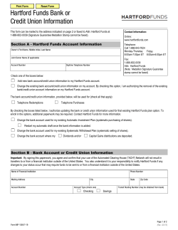 Hartford Funds Bank or Credit Union Information Form