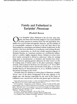 Family and Fatherland in Euripides` Phoenissae Elizabeth Rawson