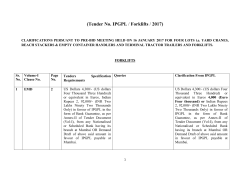 Clarifications for Second Lot of FORKLIFTS