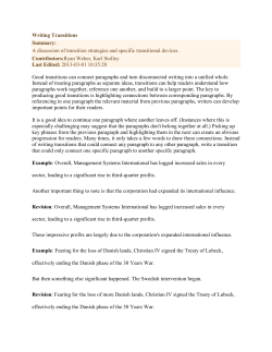 Writing Transitions Summary: A discussion of transition strategies