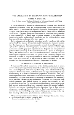 •>• THE LABORATORY IN THE DIAGNOSIS OF BRUCELLOSIS* A