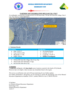 EARTHQUAKE INFORMATION RELEASE NO. 170/17 MINERAL