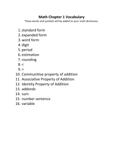 Math Chapter 1 Vocabulary 1. standard form 2. expanded form 3