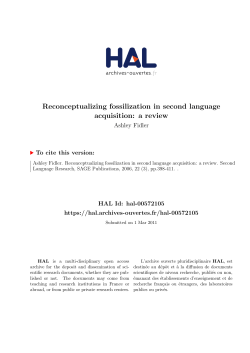 Reconceptualizing fossilization in second language acquisition
