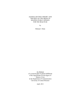 Agenda Setting Theory and the Role of the Media i