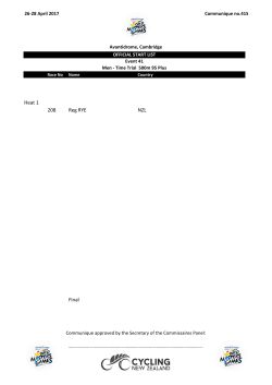 List Thursday AM - Cycling New Zealand